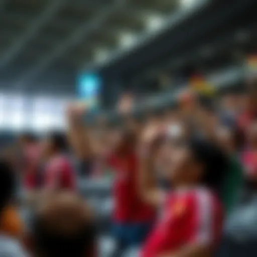 Excitement in the Stands Fans cheering during an exciting Asian Cup match