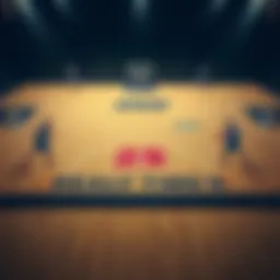 Basketball court layout showing positions and strategy zones