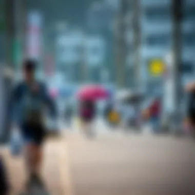 Outdoor Activities and Weather Changes An illustration showing various outdoor activities affected by weather changes in Busan