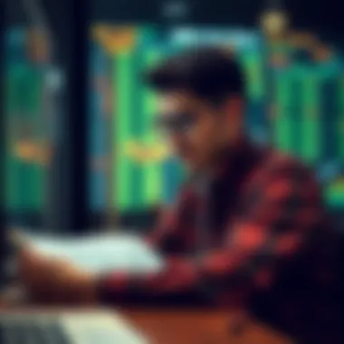 Person analyzing data for informed betting decisions