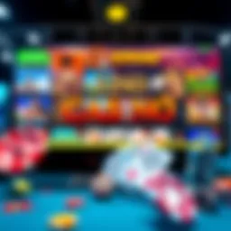 A detailed illustration of an online casino interface showcasing various games.
