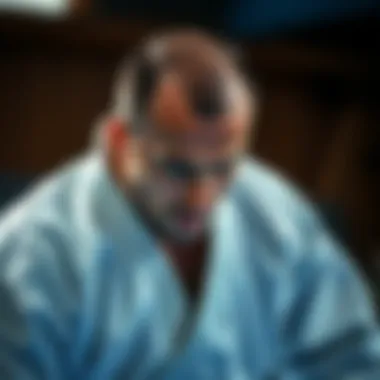 Mental Focus in Judo Training An intense training session highlighting the mental focus of a judoka