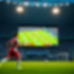 Dynamic view of a soccer match being broadcasted live