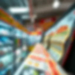 A vibrant lottery ticket display at a local store