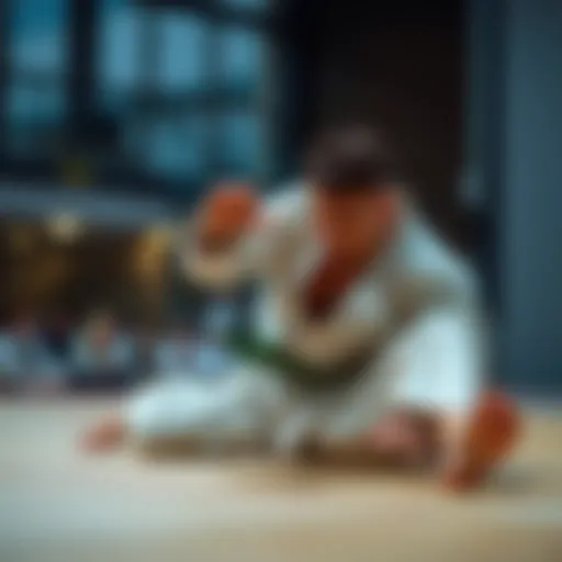 A judo athlete demonstrating a skillful technique on the mat