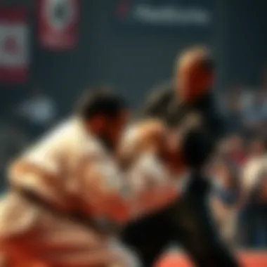 An engaging judo match illustrating the dynamics of competition