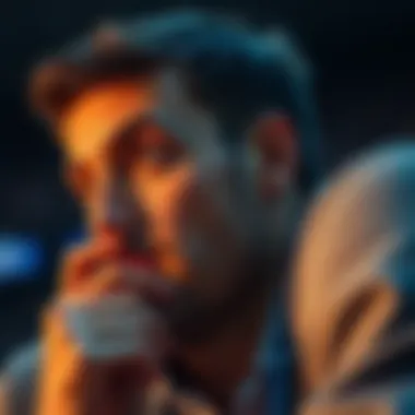 Understanding the Psychology of Betting A close-up of a thoughtful individual considering betting options, illustrating the psychological aspect of sports betting.