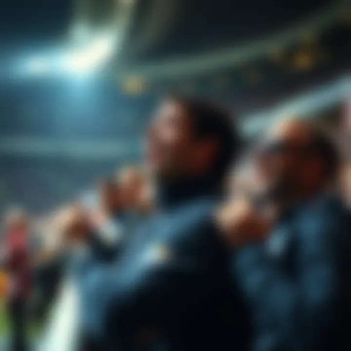 Passionate Supporters of the Champions League Fans cheering in a packed stadium during a Champions League game