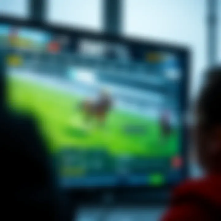 User interface of a screen horse racing site