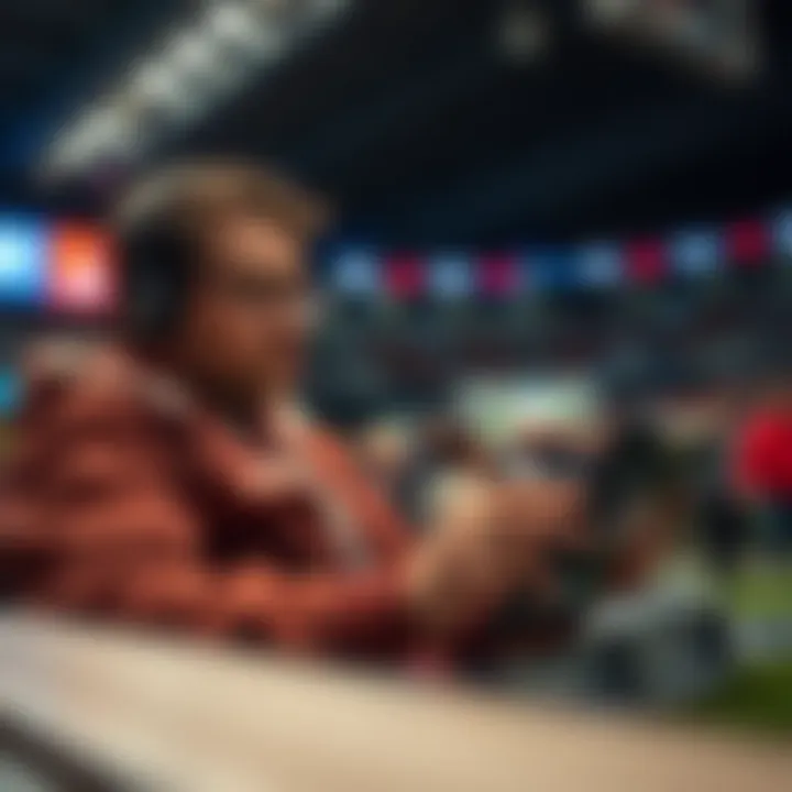 A close-up of a viewer engaged in sports betting on a tablet