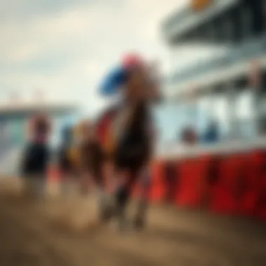 Winning horse crossing the finish line