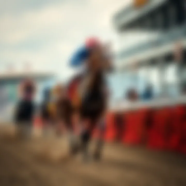 Winning horse crossing the finish line